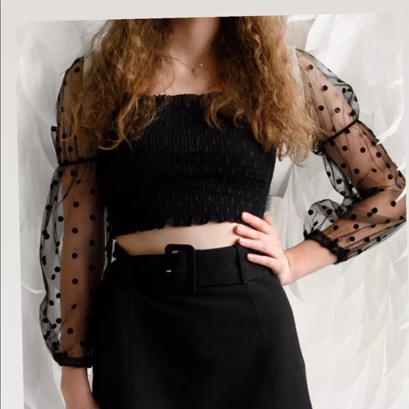 Polka Dot Balloon Sleeve Blouse - Picture 9 of 12